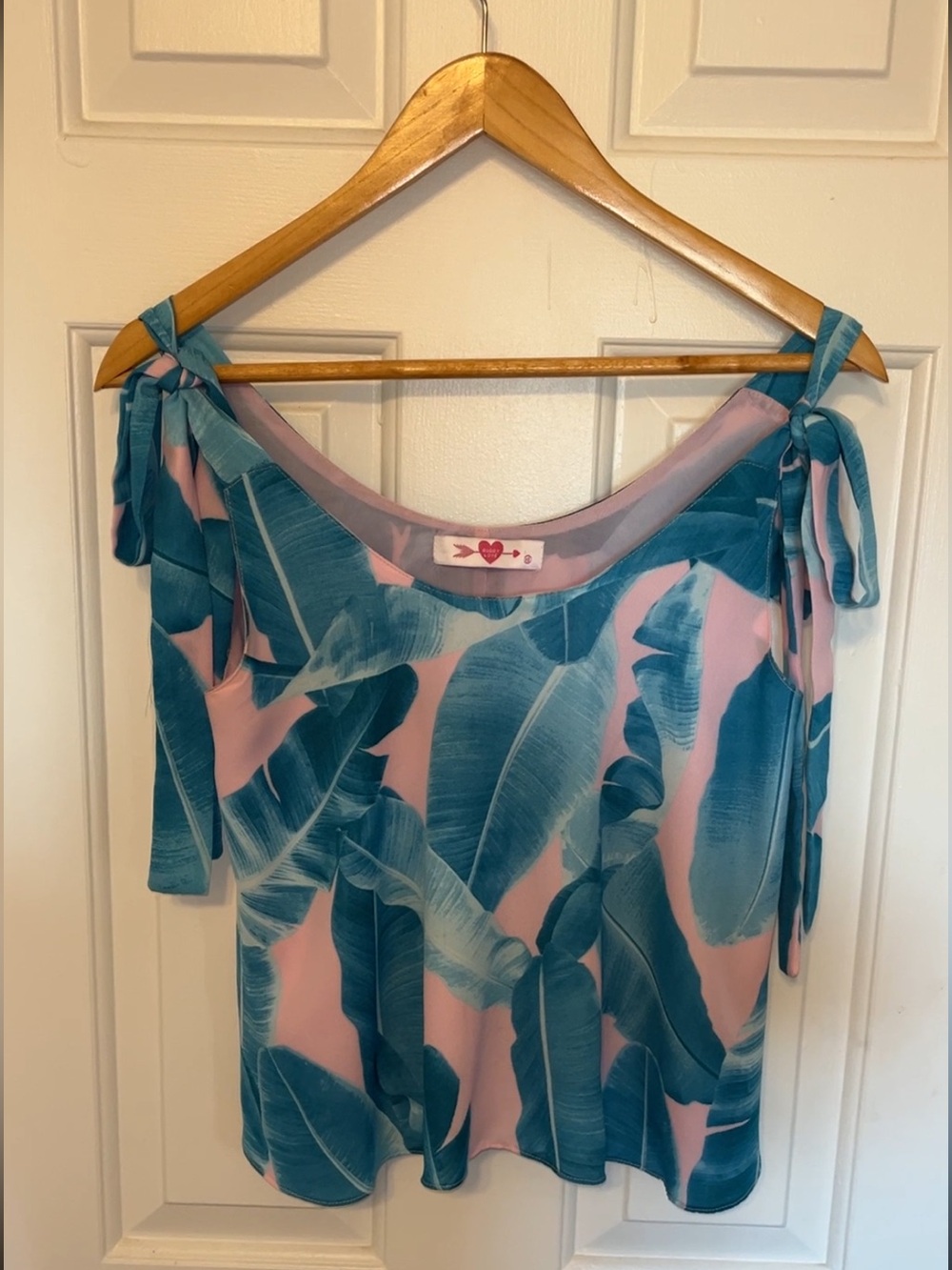 Buddy Love Pink and Teal Leaf-Print Tank